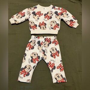 Disney Baby Minnie Mouse 2 Piece Matching Set Baby Girl 0-3 Months